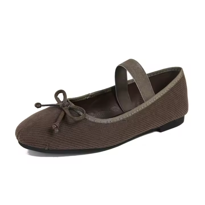 Zapatos de ballet planos con banda elástica y lazo, zapatos individuales para mujer - 1