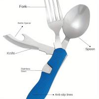 Spork multifuncional, cuchillo plegable desmontable, tenedor y cuchara, cómodas villas al aire libre, adecuado para acampar - details 8