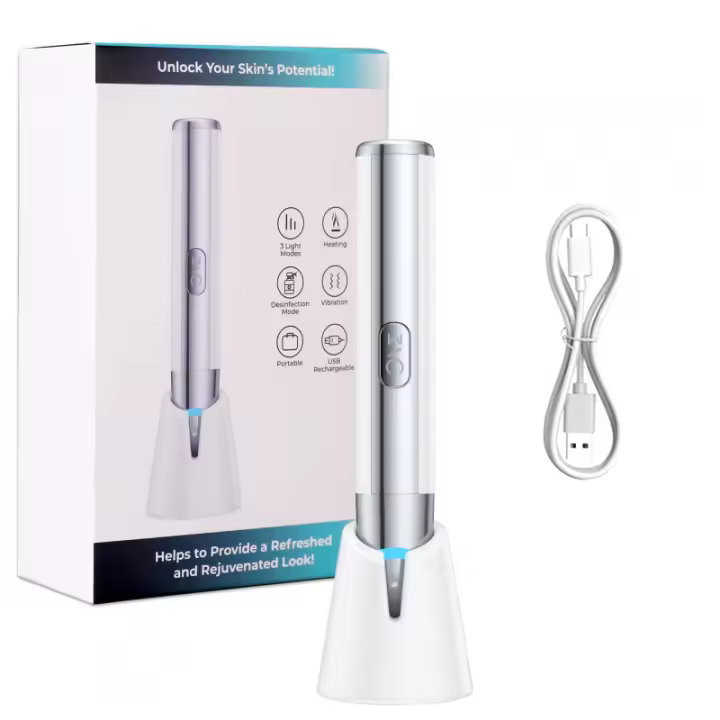 Masajeador de Ojos Eléctrico, EMS Dispositivo de Ojos Antiarrugas y Antiedad, 3 Modos de LED Terapia, 38-45 ℃ Compresa Caliente, - 1