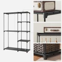 Armario de Ropa, Perchero, Burro Ropa, 124 x 43 x 182 cm, 2 Secciones para Colgar, con Compartimentos, Gran Capacidad, para Dormitorio, Salón, Lavandería, Topo RYG026R02 - details 20