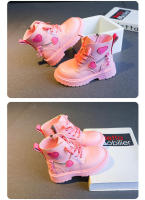 Botas de algodón informales para niñas, botines de PU británico, color rosa suave con cremallera lateral, a la moda, Otoño e Invierno - details 8