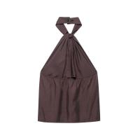 -Conjuntos de pantalones de pierna ancha lisos informales Conjunto de top con cuello colgante de 2 piezas, conjunto elegante para mujer, nuevo en 2025 - details 2