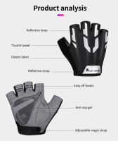 WEST BIKING-guantes de ciclismo reflectantes para hombre y mujer, manoplas de medio dedo para deporte, gimnasio, Fitness, bicicleta de carretera y montaña, Verano - details 4