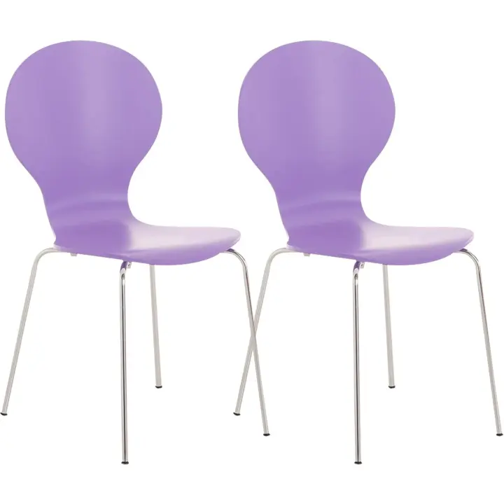 Conferencia con Asiento De Madera I 2 Sillas De Cocina con Base De Metal I Color:, Color:Violeta - 1