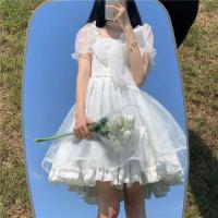 Vestido de princesa blanco japonés Lolita 2025 con mangas abullonadas y lazo - details 9