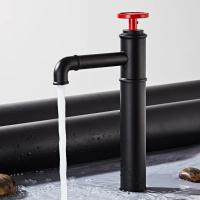 Grifo de Lavabo de Estilo Industrial Retro Grifo de Vajilla de Latón Negro y Rojo - details 2