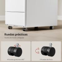 Archivador Móvil con Cerradura Cajonera con Ruedas para Archivos A4 Mueble Archivador Metálico para Oficina Blanco SK024ws - details 5