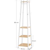 con 8 ganchos dobles 4 estantes perchero marco metal para chaquetas bolsos pasillo dormitorio roble y blanco LCR080W09 - details 5