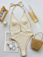 "Bikini 2025 de Encaje con Tirantes Ajustables - Contraste Blanco/Marrón |   Traje de baño elegante y sexy de una pieza |   Moda Playa Verano |   Diseño Bohemio y Único - details 3