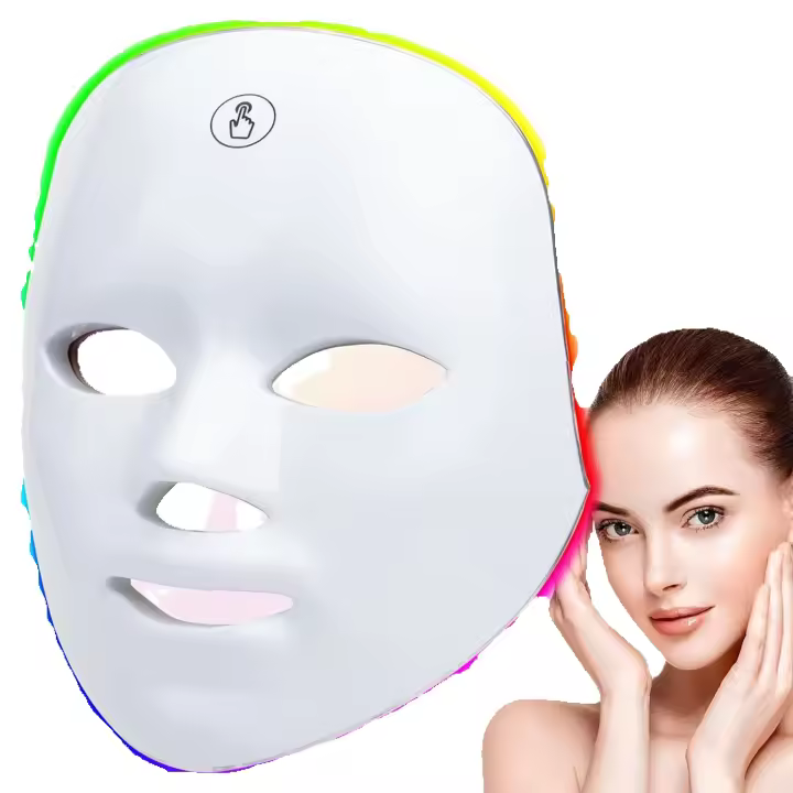 Terapia de luz LED con máscara facial de 7 colores, terapia de luz LED para la cara, máscara para el cuidado de la piel facial, recargable y portátil para viajes y uso doméstico - 1