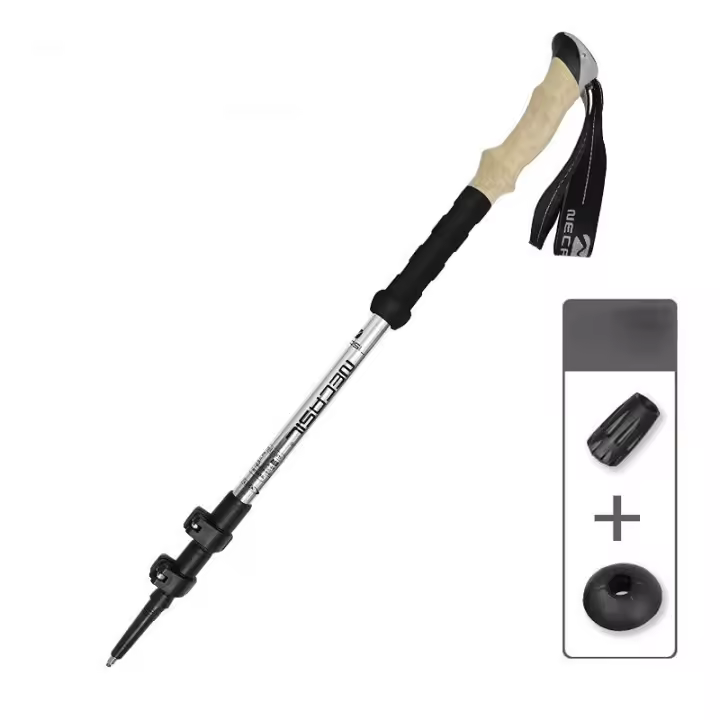Palo De Camuflaje Ultraligero De Aluminio Para Senderismo Y Escalada 135CM Plegable Con Mango De Goma Y Punta De Acero Carbono-Tungsteno - 1