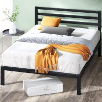 Cama 90x190 cm - Altura 36 cm con almacenaje debajo de la cama - Estructura de cama de plataforma de metal con cabecero - Negro - details 11