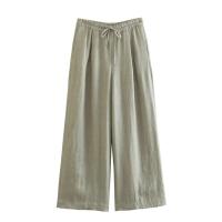 TRAFZA-conjunto informal de 2 piezas para mujer, abrigos ajustados con cinturón Vintage, pantalones de pierna ancha drapeados con cordones de Color sólido - details 14