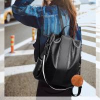 Mochila clásica de cuero sintético suave para mujer, Bolso multiusos a prueba de robo, versión coreana, novedad, envío directo - details 5