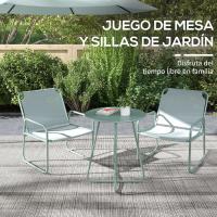 Conjunto de Jardín Exterior Muebles de Terraza de Acero Mesa Redonda y Sillas Ajustables para el Descanso - details 3