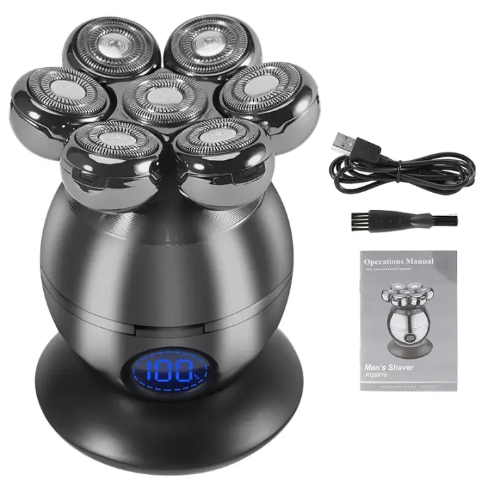 Afeitadora Eléctrica en seco y húmedo para Hombres, Kit de Aseo con Máquina Recargable, Cabeza Baldada con Pantalla LCD - 1