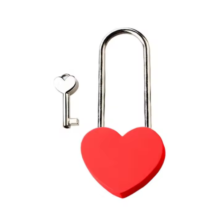 Candado de amor romántico de árbol de los deseos, candado de corazón único colorido portátil, caja de tarjeta de bloqueo de amor de Metal rojo bonito - 1