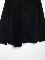 TRAFZA-Chaquetas de Invierno para mujer, abrigos sueltos de manga larga con cuello de bufanda negra, botones de decoración de bolsillo, moda de calle alta - details 10