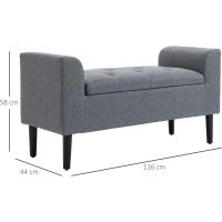 Mueble de Almacenamiento Multifuncional Pieza de Almohada Desmontable con Patas 116x44x58 cm Gris - details 2