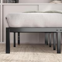Cama 90 x 190 cm - 36 cm de altura con almacenamiento debajo de la cama - Marco de plataforma de metal - Negro - details 12