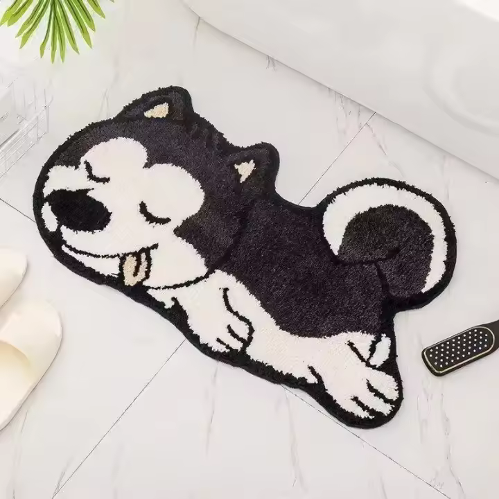 Alfombra irregular de imitación de cachemira de dibujos animados, antideslizante y absorbente, muy adecuada para baños e entradas. - 1