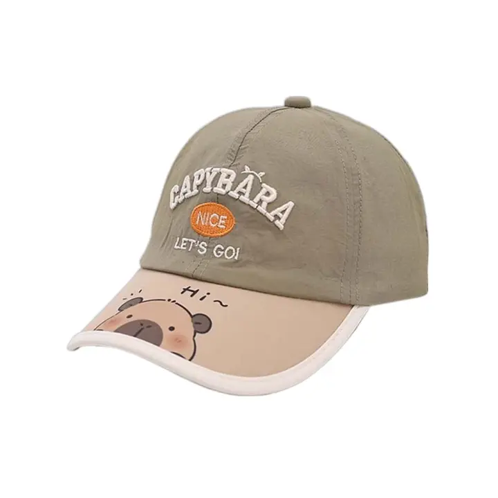 Gorra de béisbol de capibara transpirable, gorra fina de algodón para niños, gorra ligera con letras bordadas, sombrilla de dibujos animados, visera para el sol - 1