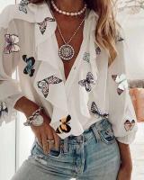 Tops cortos de verano y otoño, camisas, canalé y botones para mujer, camisa informal de manga larga con cuello en V para adultos - details 14