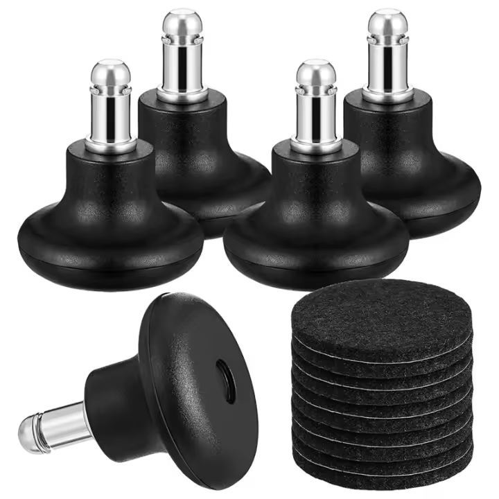 Paquete de 5 deslizadores de campana para silla de oficina sin ruedas, reemplazo de silla rodante, ruedas giratorias fijas, ruedas estacionarias - 1