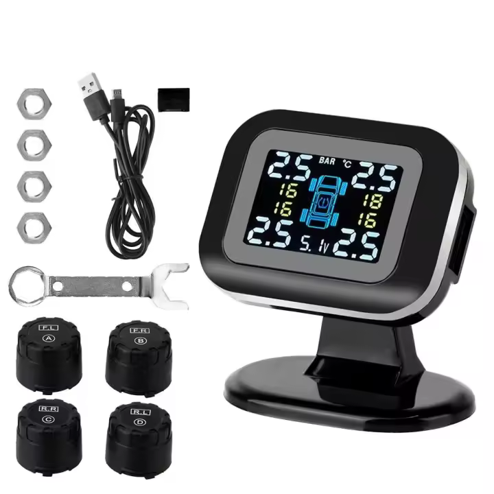 Sistemas de alarma de seguridad para automóviles con 4 Uds. Sensor externo inalámbrico Mini sistema de supervisión de presión de neumáticos de coche USB TPMS - 1