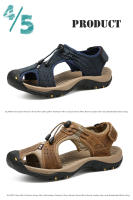 Sandalias clásicas de cuero genuino para hombre, zapatos ligeros informales de alta calidad para exteriores, zapatillas de moda para verano - details 4