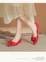 Tendencia francesa solo zapatos de mujer 2025 nuevo estilo de hadas arco versátil gamuza puntiaguda zapatos planos - details 10