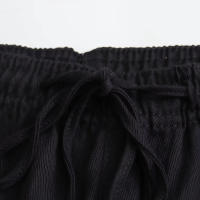 TRAFZA-Pantalones rectos informales para mujer, pantalón plisado holgado de cintura alta, pierna recta, ropa de oficina, 2024 - details 4