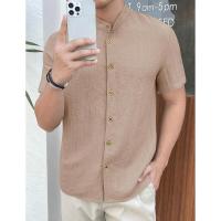 Temu Shein Cárdigan suelto para hombre Camisa de manga corta informal de color sólido - details 1