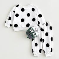 Primavera y otoño Traje de bebé Estampado de lunares Cuello redondo Suéter de manga larga Pantalones sueltos Ropa deportiva para niños y niñas - details 3