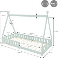 Protección Anticaída y Somier Estructura Listones de Madera de Pino Maciza Color Blanco Forma d - details 0