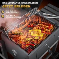 Parrilla de Carbón Grande con Carrito Asador BBQ de Acero Inoxidable con Termómetro - details 3