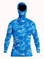 Camiseta deportiva con capucha de camuflaje para hombre, Protección solar transpirable de manga larga para surf y buceo - details 10