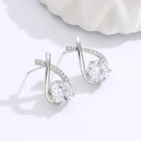 Pendientes de circonita cruzada para mujer, Plata de Ley s925, Elegante, ligero, lujo, alto grado, sentido del temperamento, moda - details 1