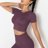 Hamidou-camisetas deportivas de Yoga para mujer, Tops sexys sin costuras para gimnasio, camiseta para correr, camisetas de Fitness - details 24