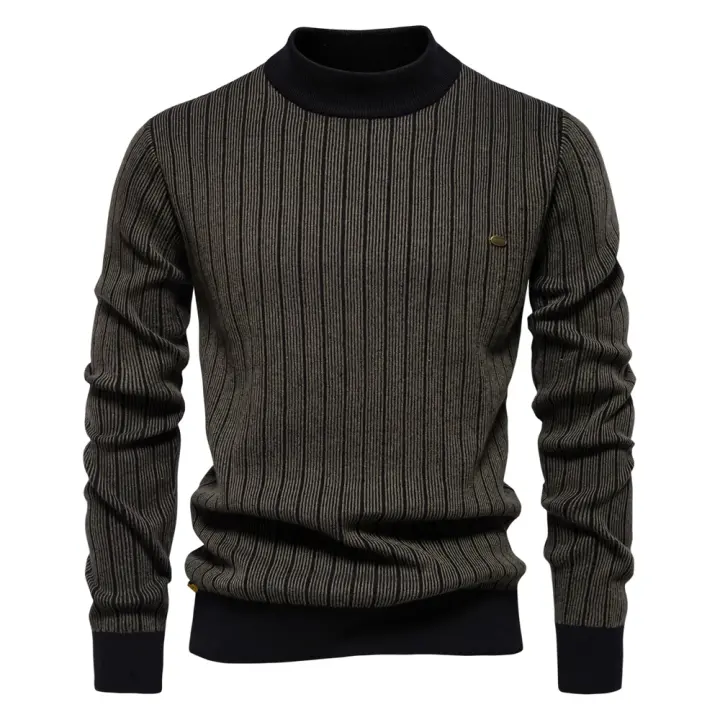 Nuevo diseño, suéter de algodón con cuello simulado, cálido para hombre - 1