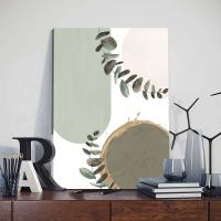 Póster de Planta Verde de Sage con Marco Abstracto Acuarela Hojas Canvas Pintura Decoración de Pared de Sala de Estar Marca DHROOM Material Canvas - details 3