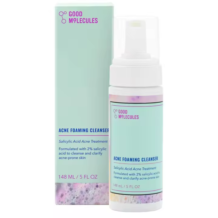 Good Molecules Acne Foaming Cleanser Foam Anti-Acne Wash Salicylic Acid BHA Breakouts - Cuidado de la piel para el rostro con aloe y bruja - 1