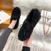 Zapatos planos con lazo para mujer, mocasines de lana rizada con forro de piel de algodón, botas de borreguito, Invierno - details 3