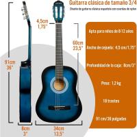 Pack de guitarra clásica española de tamaño 1/4 para niños XF de 3rd Avenue, Guitarra acústica con cuerdas de nylon, funda de transporte, cejilla y púas, Natural - details 11