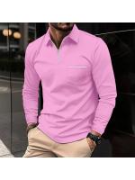 Camisa polo con bolsillo con cremallera, polo deportivo de manga larga para hombre - details 7