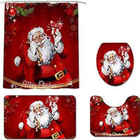 Juego de Cortina de Ducha Navideña de 4 Piezas Estera Antideslizante, Tapa de Olla, Alfombra de Baño Regalos Ideales para Familia, Amigo, Vecino - details 5