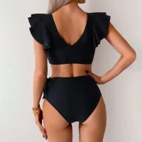 Conjunto de Traje de Baño para Mujer de Dos Piezas Sexy Bikini con Corte Curvo y Almohadilla para el Pecho Traje de Baño de Cintura Alta con Sujetador de Manga con Volantes - details 9