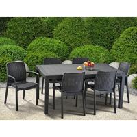 Pack x4 Silla jardín para Interior y Exterior con reposabrazos Ideal para Jardines y terrazas, apilable, Resina con Acabado de ratán Plano, Color Marrón - details 6