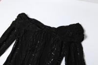 BUNO-Oligai elegante vestido ajustado con hombros descubiertos 2025 nuevo en blanco vestido largo de encaje con mangas acampanadas vestido de invitados de boda para mujer - details 28