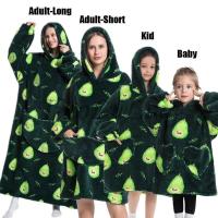 Sudaderas con capucha de gran tamaño para niños y mujeres, sudaderas con capucha de Panda, oso, aguacate, León, dibujos animados, Halloween, familia, mantas largas de TV, invierno, nuevo - details 12